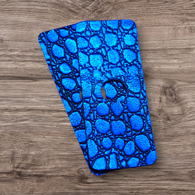 No. 38 – Bubble Texture Electric Blue Reflective Leathers