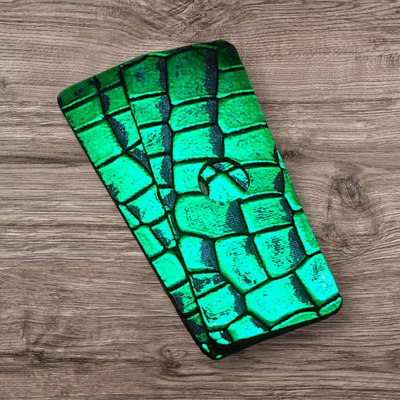 No. 28 – Croc Pattern Emerald Green Reflective Leathers