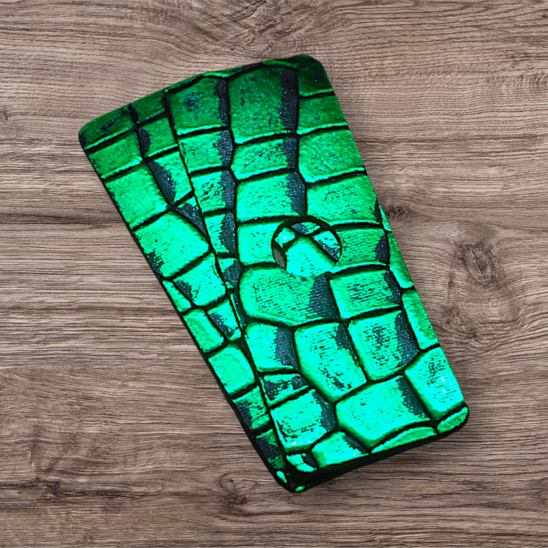 No. 28 – Croc Pattern Emerald Green Reflective Leathers