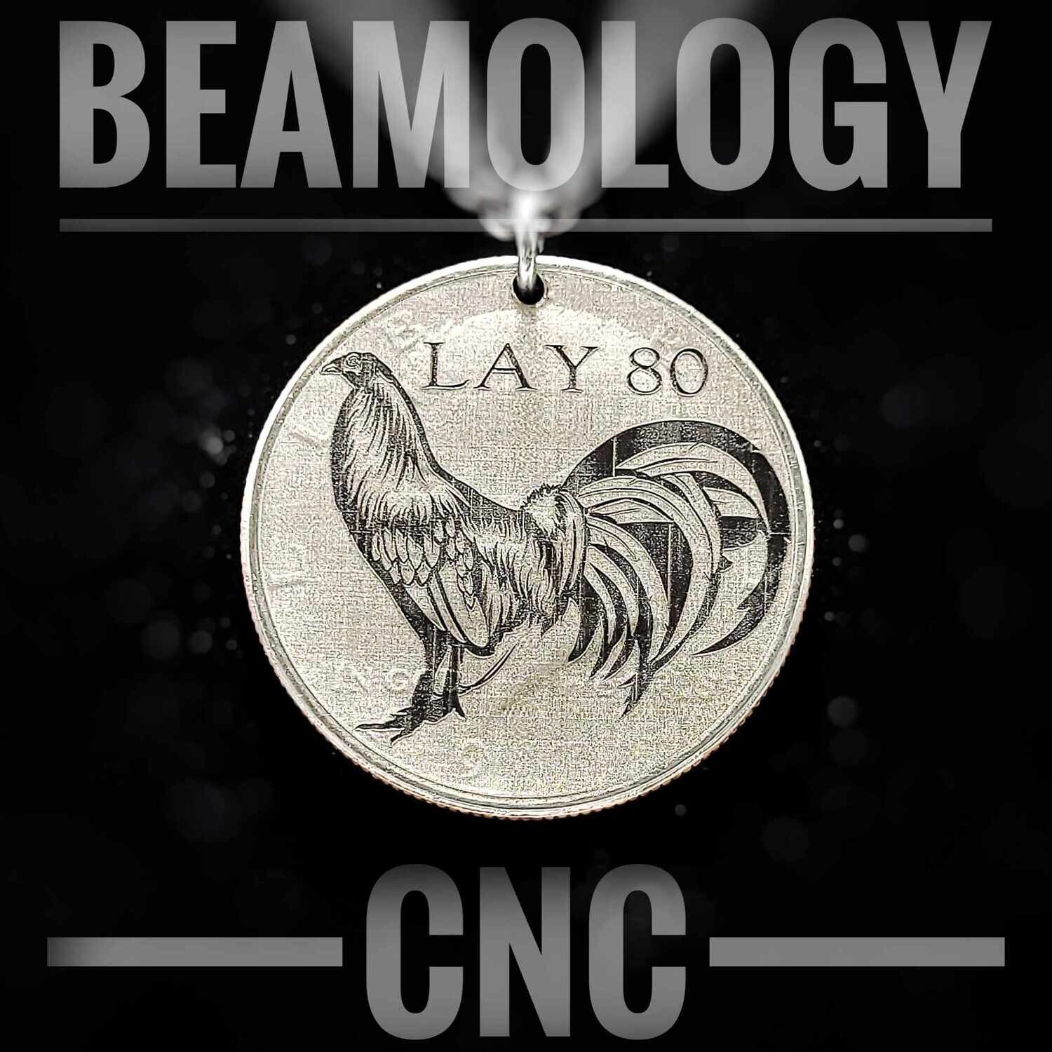 Choose your Rooster - Customizable Half Dollar Gamefowl Necklace - Front & Back