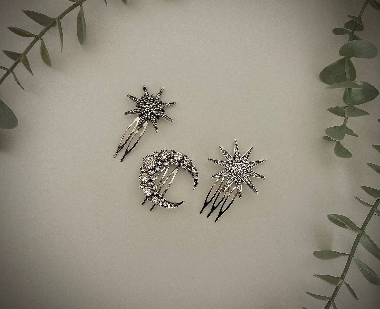 Conjunto de horquillas luna y estrellas