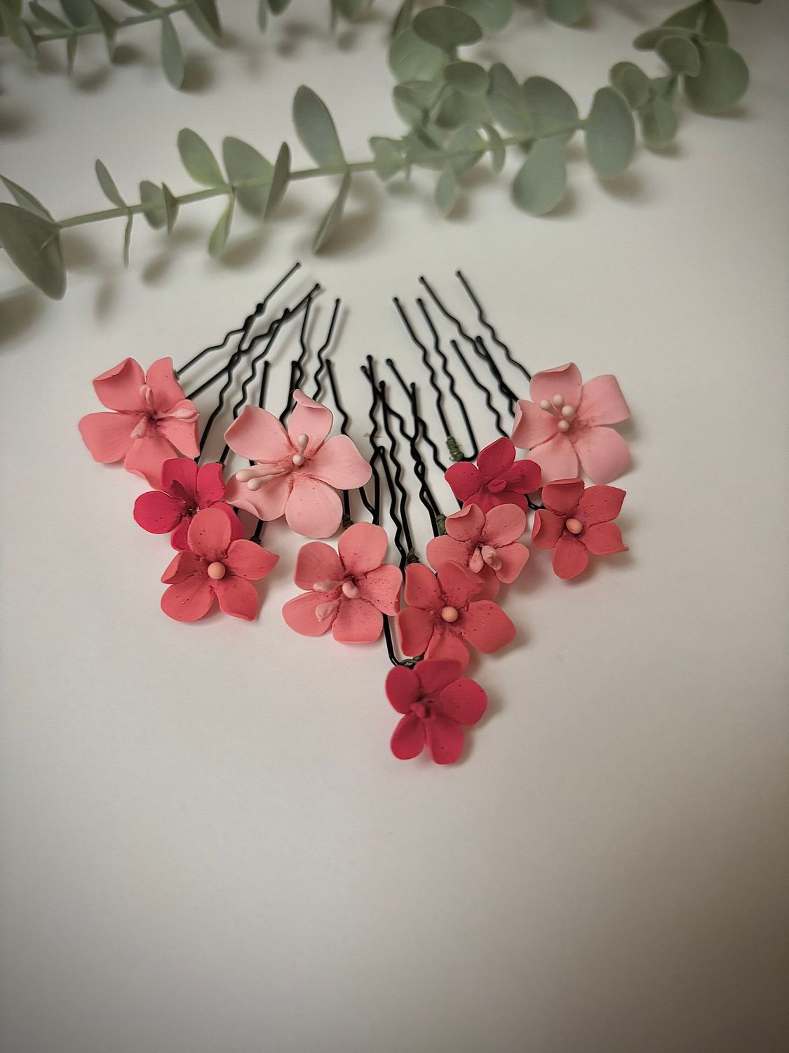 Horquillas de flores de porcelana