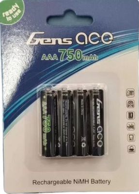 1.2V 750mAh NiMH Rechargeable AAA Batteries
