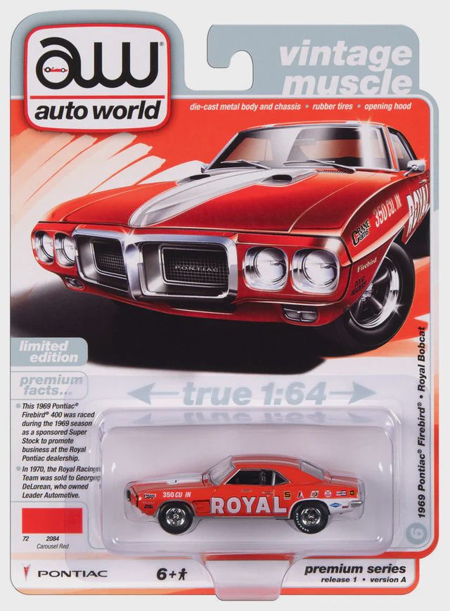 Royal Bobcat 1969 Pontiac Firebird - Carousel Red w/Royal Race Graphics &amp; White Stripes