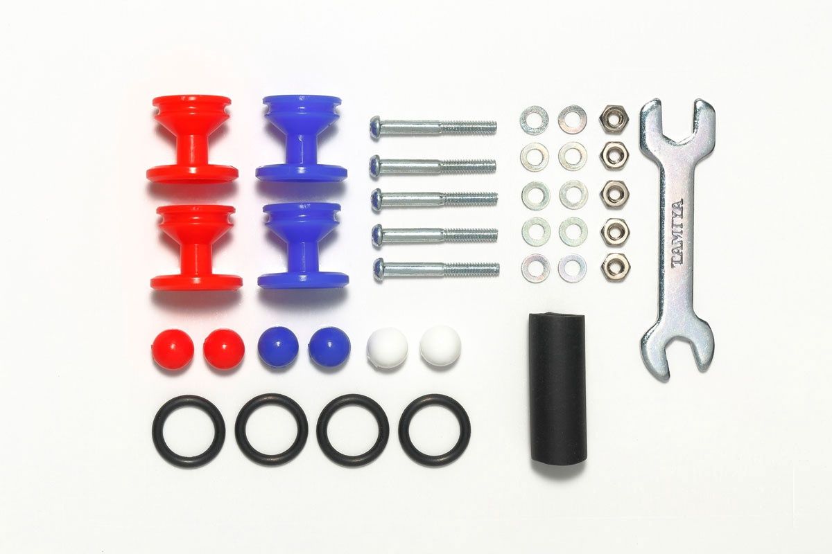 Mini 4WD Plastic Double Rollers, Low Friction Red/Blue 13-12mm