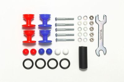 Mini 4WD Plastic Double Rollers, Low Friction Red/Blue 13-12mm