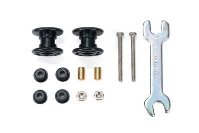 Mini 4WD Plastic Double Rollers, Low Friction, Black, 13-13mm