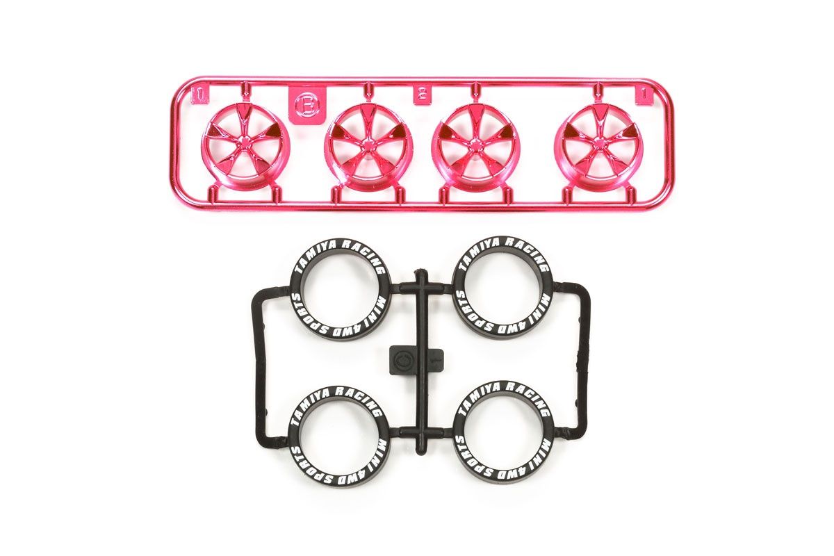 Mini 4WD LP Tire/Wheel (5-Spoke) Pink Plated