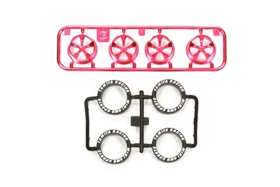 Mini 4WD LP Tire/Wheel (5-Spoke) Pink Plated