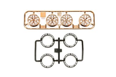 Mini 4WD LP Tire/Plated Wheel Set, Copper Plated (Y-Spoke)