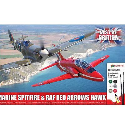 1/72 Supermarine Spitfire &amp; RAF Red Arrows Hawk Set