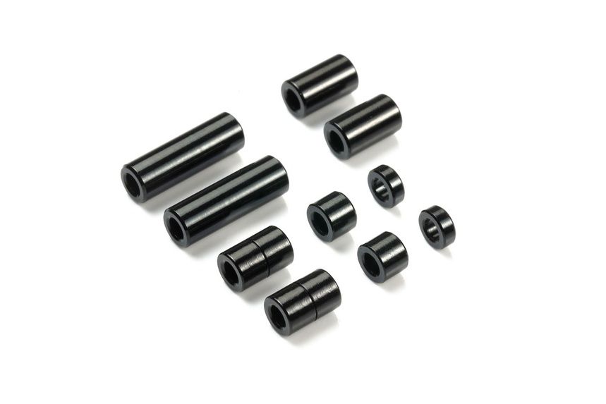 Aluminum Spacer Set, Black (12/6.7/6/3/1.5mm), 2pc each