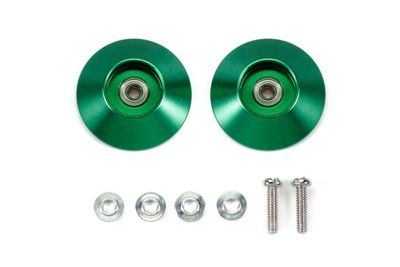 Mini 4WD HG 19mm Tapered Aluminum Ball-Race Rollers, Ringless, Green
