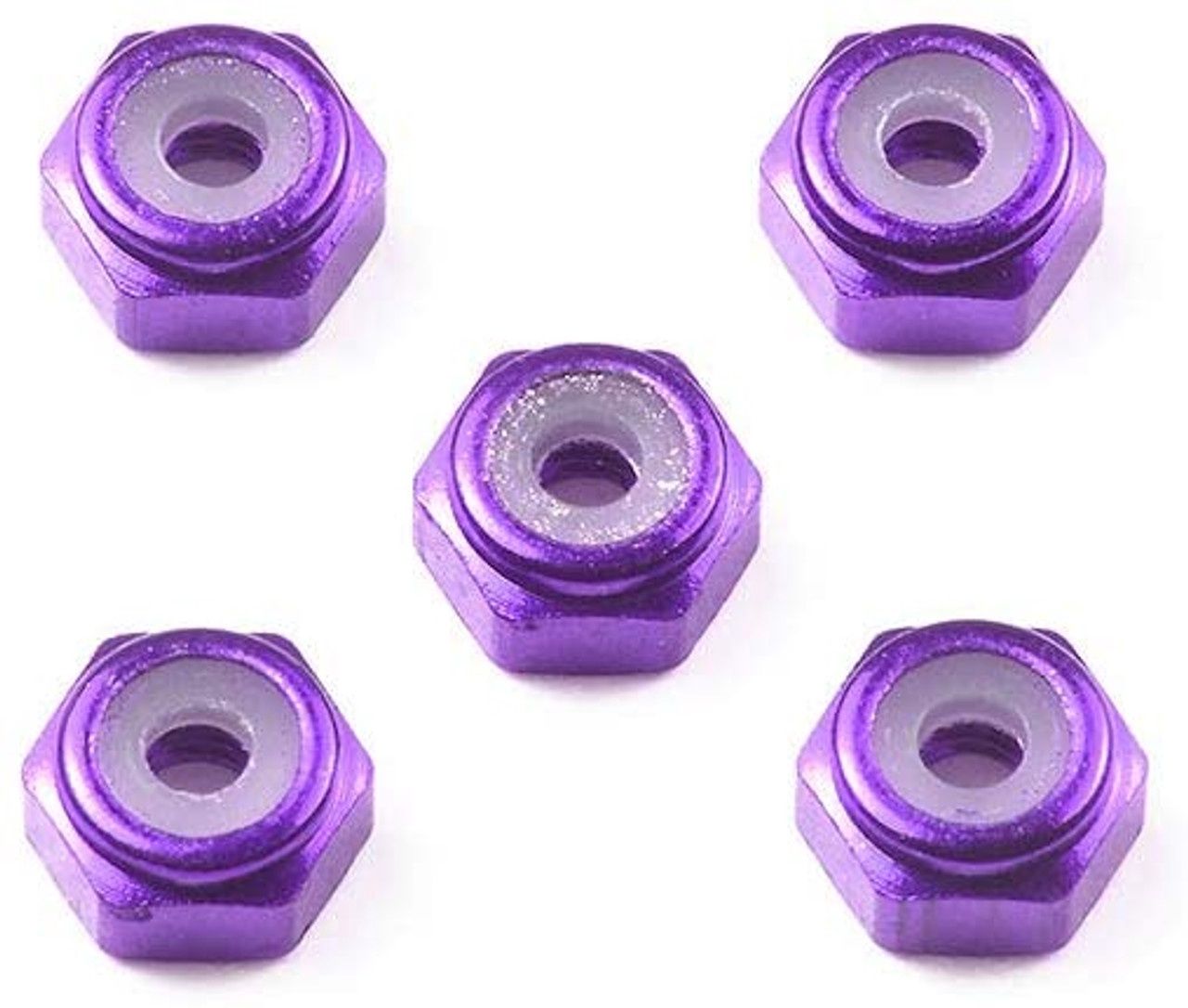 Mini 4WD 2mm Aluminum Lock Nut (Purple, 5pcs.)