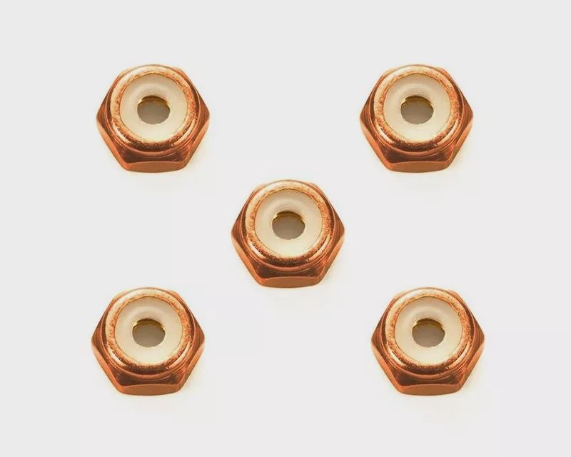 Mini 4WD 2mm Aluminum Lock Nut (Orange, 5pcs.)