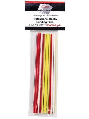 Professional Hobby Sanding Files - 6 1/2&quot; x 1/8&quot; 400/600 Grit (12)