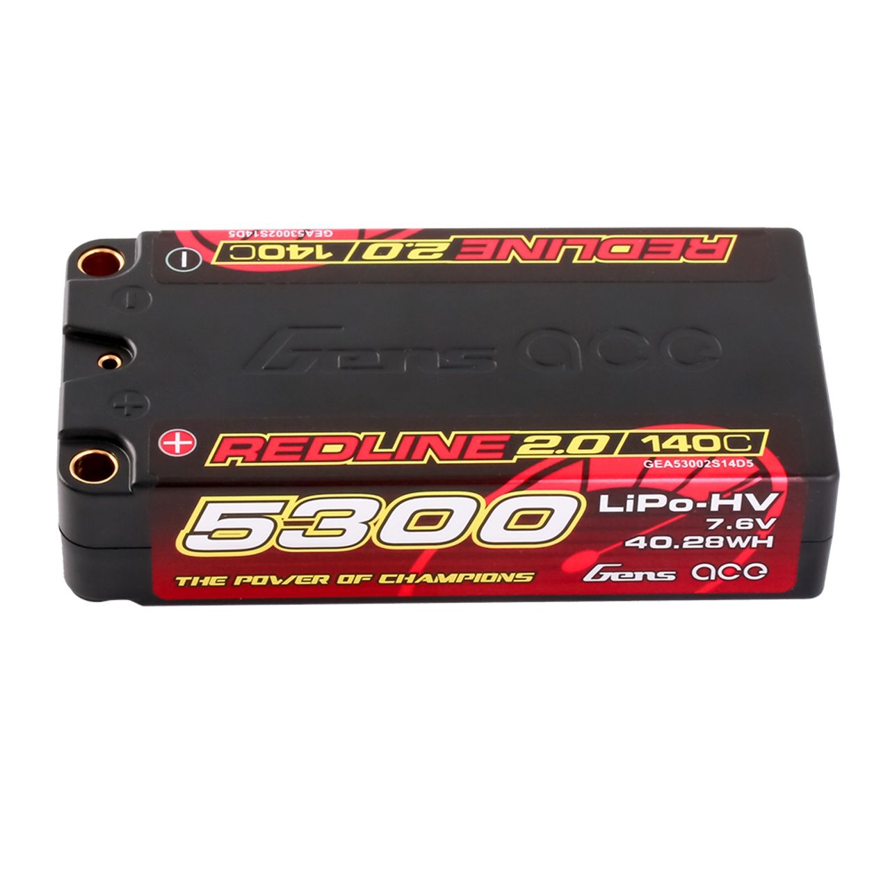 Redline 2.0 5300mAh 7.6V 2S2P 140C Hardcase HV Shorty LiPo Battery