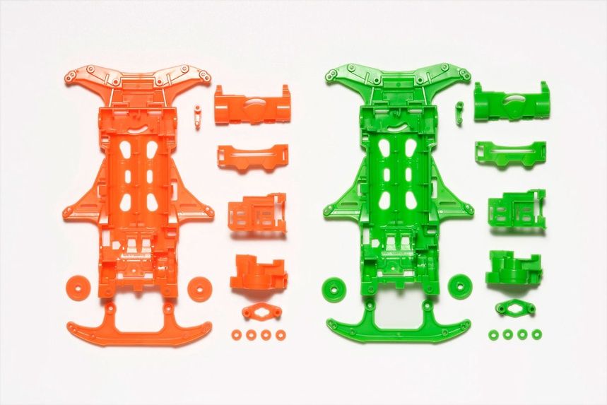 Mini 4WD Fluorescent Chassis Set (VS Orange/Green)