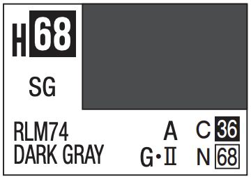 Aqueous Color 10ml - H68 Semi-Gloss RLM74 Gray Green