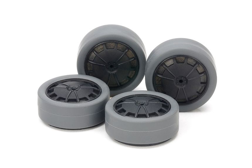 Mini 4WD 26mm Tires/Carbon Wheels, Hard/Small Diameter/Low Profile, Gray
