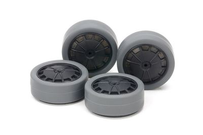 Mini 4WD 26mm Tires/Carbon Wheels, Hard/Small Diameter/Low Profile, Gray