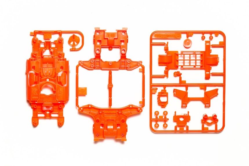 Mini 4WD MS Chassis Set, Fluorescent Orange