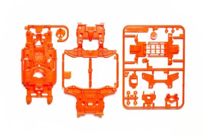 Mini 4WD MS Chassis Set, Fluorescent Orange