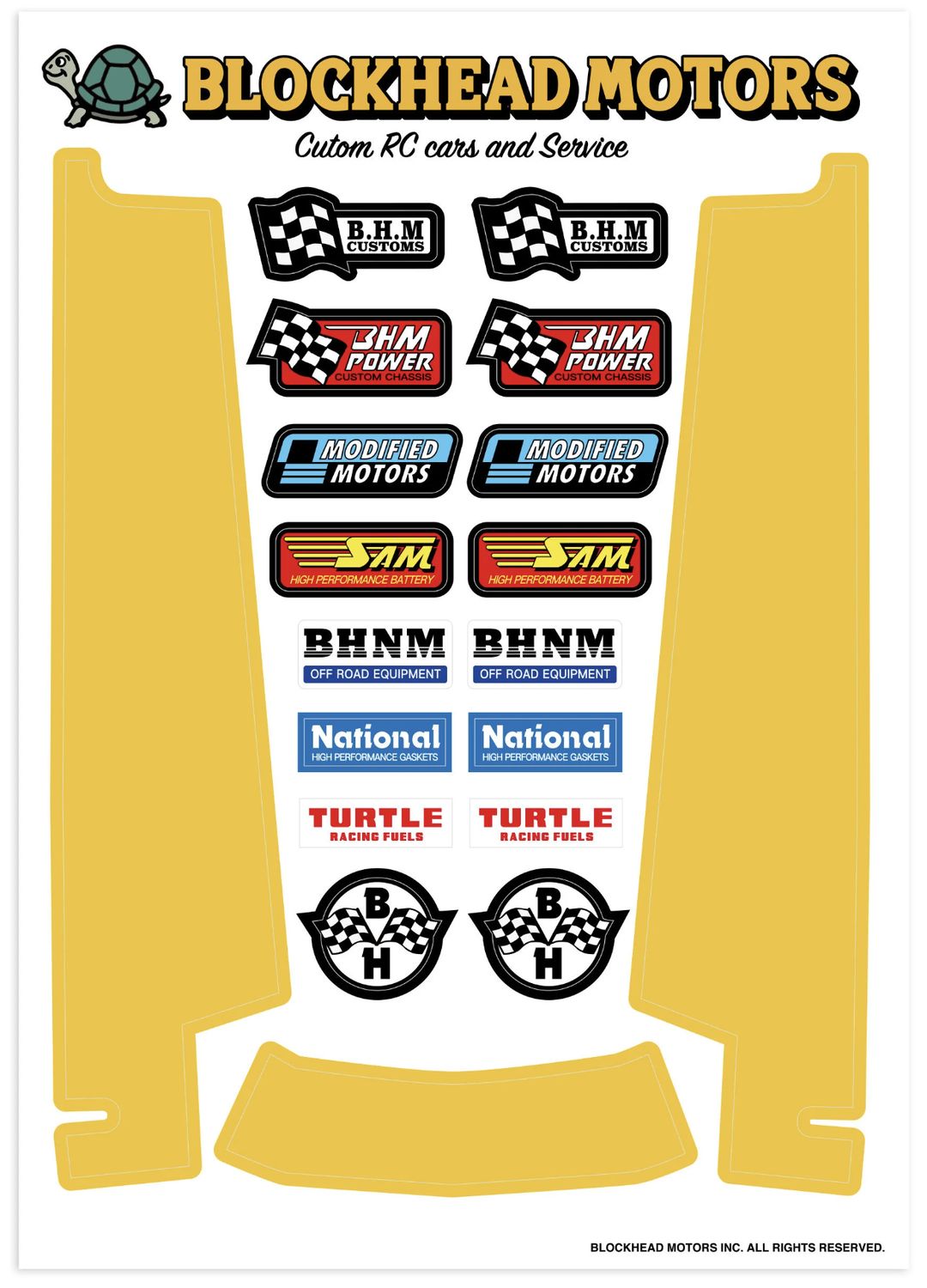 Chassis Decal - Yellow (for Hornet/Grasshopper)