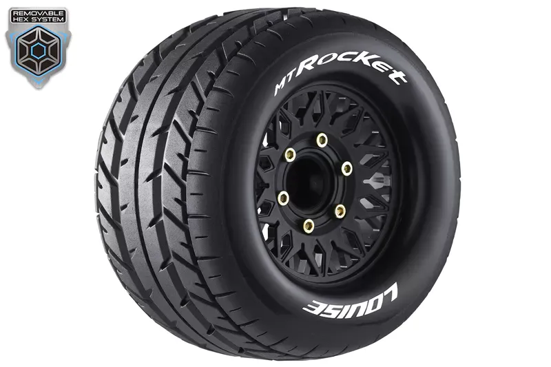 MT-Rocket Soft, 1/10 Monster Truck Tires, 0 &amp; 1/2 &quot; Offset, 12, 14, 17mm Removable Hex (2 pcs.)