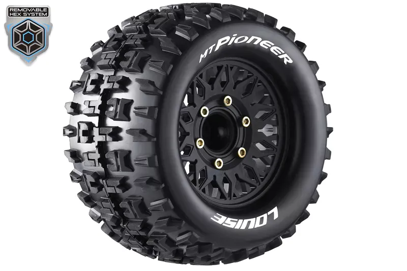 MT-Pioneer Soft, 1/10 Monster Truck Tires, 0 &amp; 1/2 &quot; Offset, 12, 14, 17mm Removable Hex (2 pcs.)
