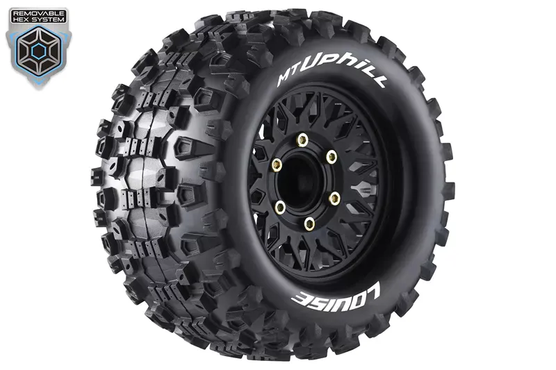 MT-Uphill Soft, 1/10 Monster Truck Tires, 0 &amp; 1/2 &quot; Offset, 12, 14, 17mm Removable Hex (2 pcs.)