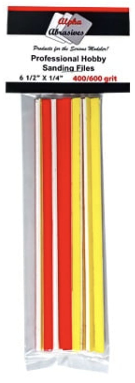 Professional Hobby Sanding Files - 6 1/2&quot; x 1/4&quot; 400/600 Grit (10)