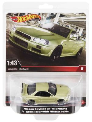 1:43 Hot Wheels Premium Nissan Skyline GT-R (BNR34) V-Spec II Nur w/Nismo Parts