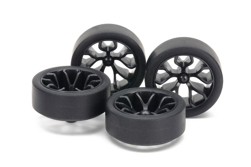 Mini 4WD 26mm Tires/Carbon Wheels Super Hard/Sm Dia/Low Profile