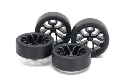 Mini 4WD 26mm Tires/Carbon Wheels Super Hard/Sm Dia/Low Profile