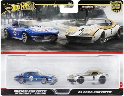 Hot Wheels Premium 2 Pack - Custom Corvette Stingray Coupe &amp; &#39;69 Copo Corvette