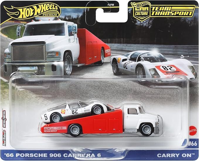 Hot Wheels Premium - Team Transport - &#39;66 Porsche 906 Carrera 6 &amp; Carry On