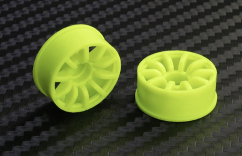 Mini-Z 2WD Machine Cut 10 Spoke Front Wheel F0 Yellow (2 pcs.)