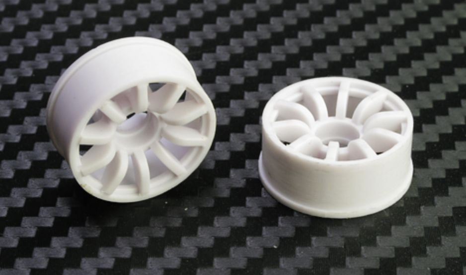 Mini-Z 2WD Machine Cut 10 Spoke Front Wheel F0 White (2 pcs.)