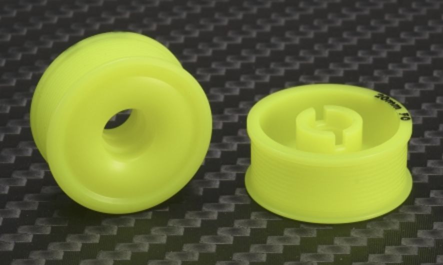 Mini-Z 2WD Machine Delrin Cut Yellow Formula 8.5x20mm Flanged Wheel F3