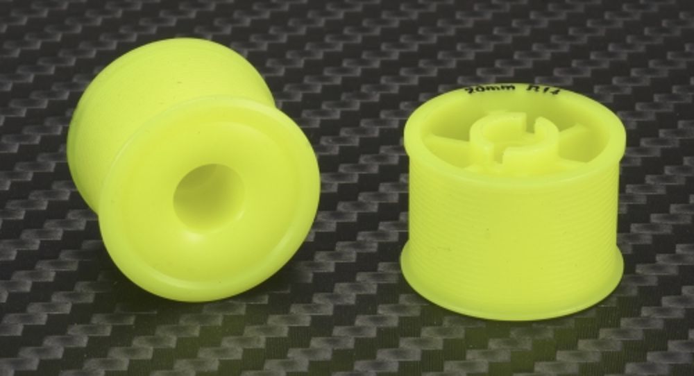 Mini-Z 2WD Machine Delrin Cut Yellow Formula 14x20mm Flanged Wheel R14