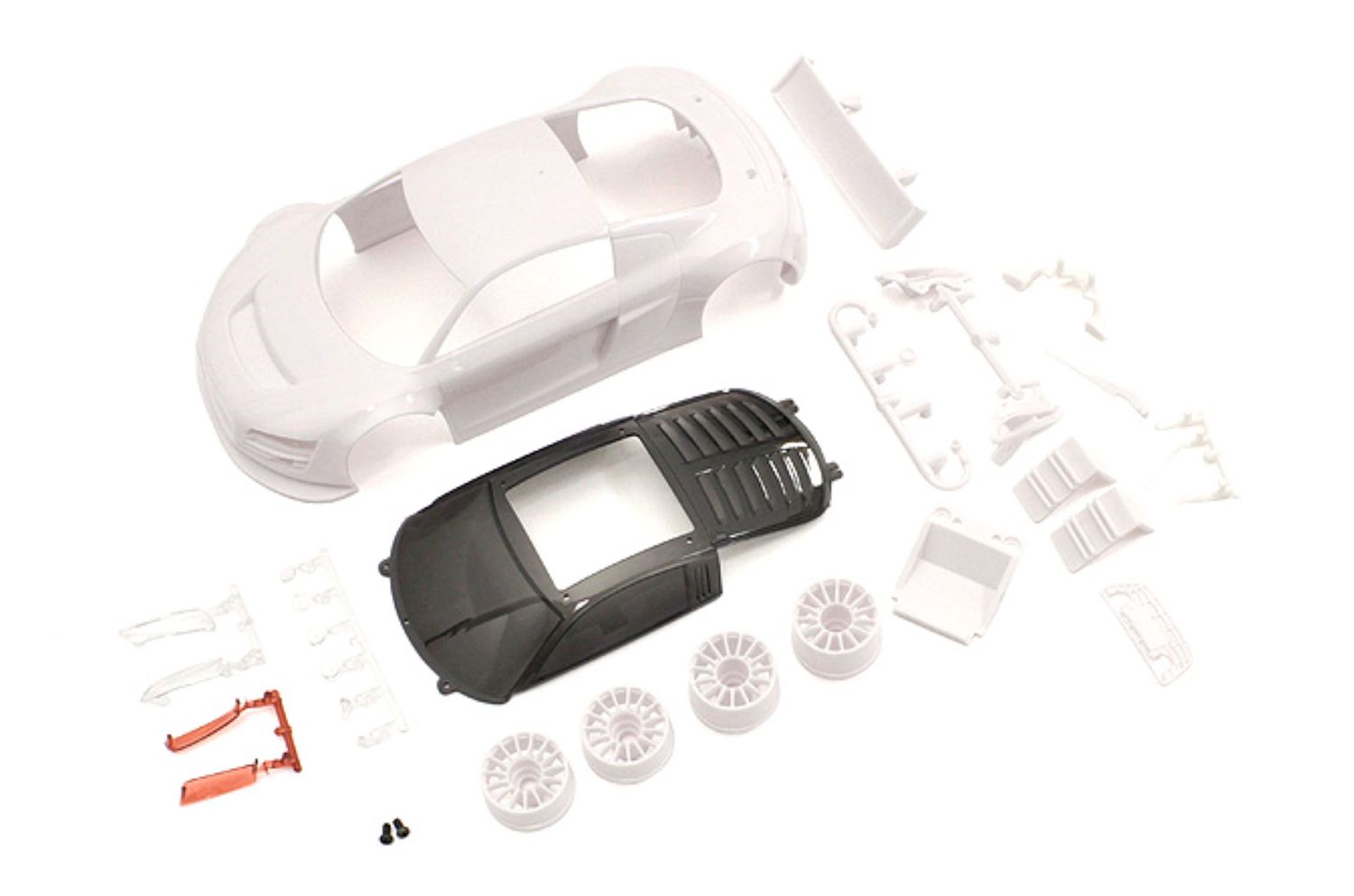 Audi R8 LMS Night-R White Body Set w/Wheels