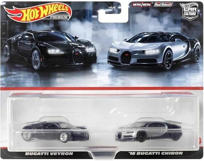Hot Wheels Premium 2 Pack - Bugatti Veyron &amp; '16 Bugatti Chiron
