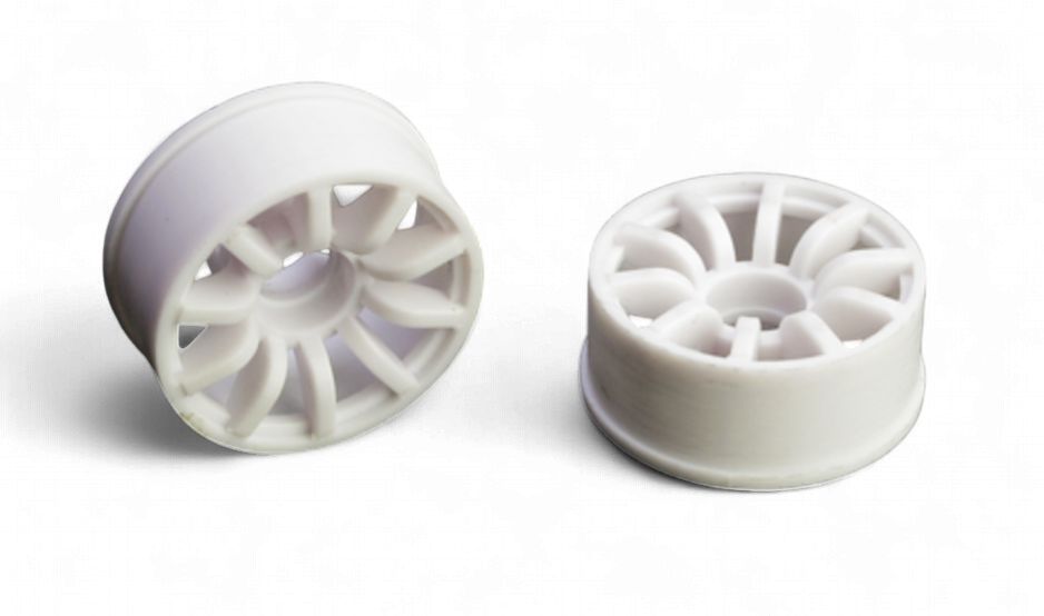 Mini-Z 2WD Machine Cut 10 Spoke Front Wheel F3 White (2 pcs.)