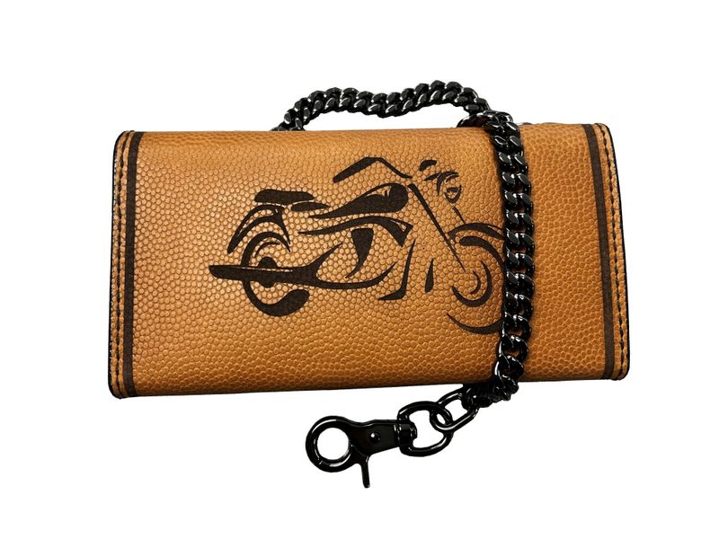 Brown Horween Football Leather Biker Wallet