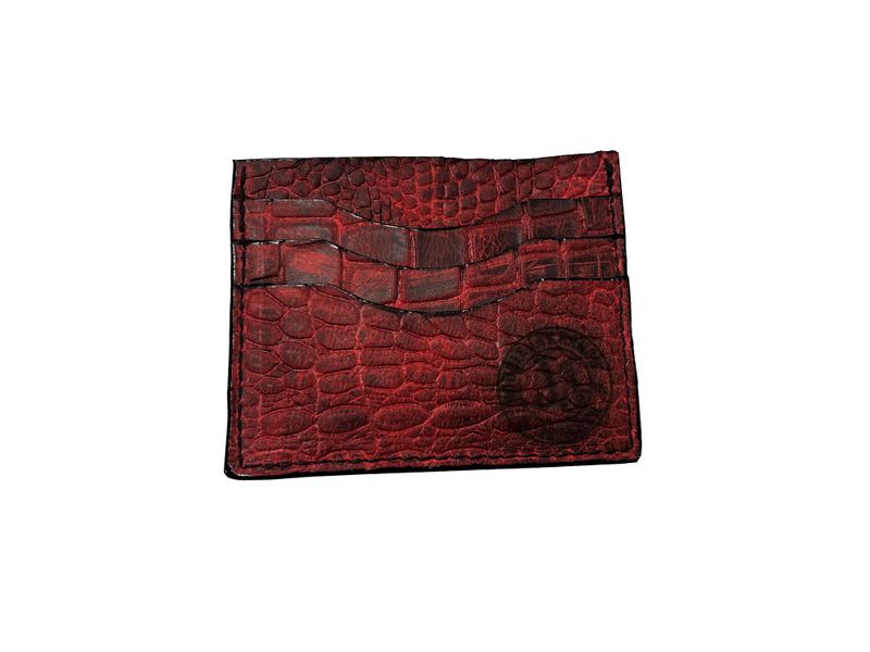 Red Croc Embossed Minimalist Wallet