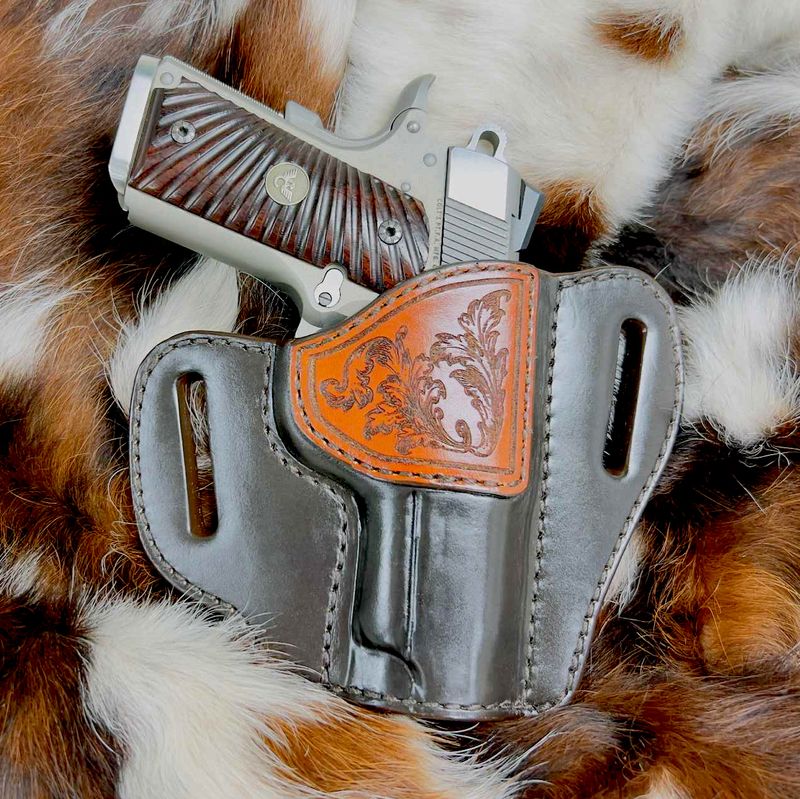 1911 4"-4.25"Holster Floral Engraved