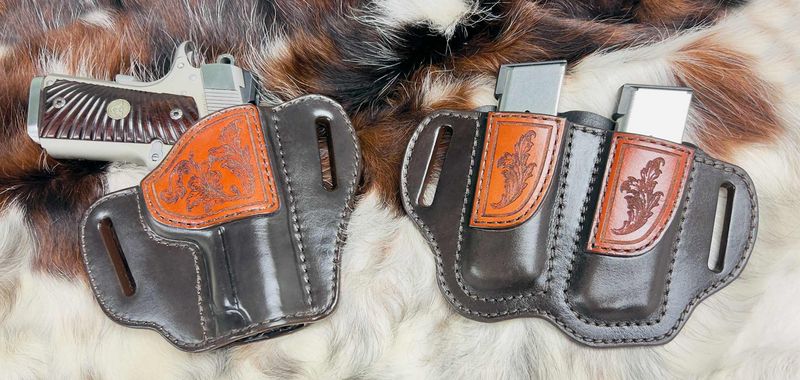 1911 4" - 4.25" Holster Combo Floral Engraved