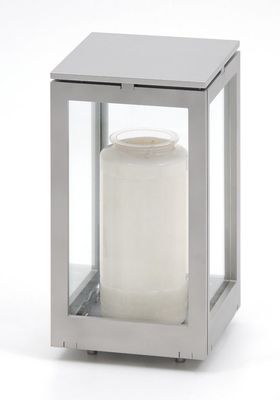 Edelstahl-Grablaterne "CUADRA 7" für Steinsockel (7-Tagesbrenner)