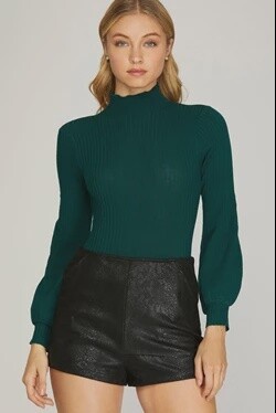 Ribbed Sweater Bodysuit - Sea Green